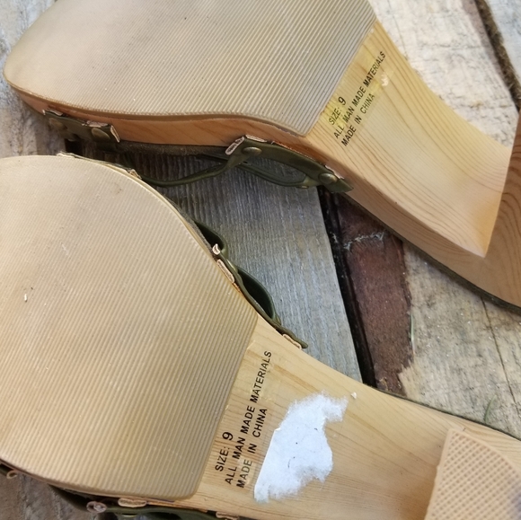 Size 9 High Heel Shoes Be Wild Black Straps Joy & Peace Brown open toe Ladies - Picture 4 of 12